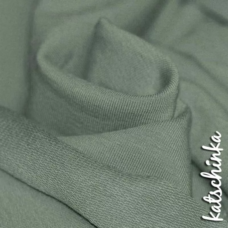 Sommersweat Stoff dusty mint als Meterware – elastischer French Terry Sweatstoff